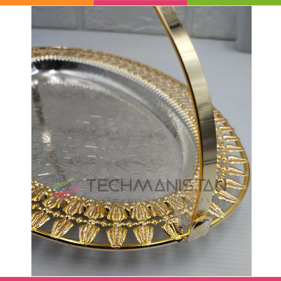 Metal Alloy Serving Tray with Handle - Techmanistan in Pakistan