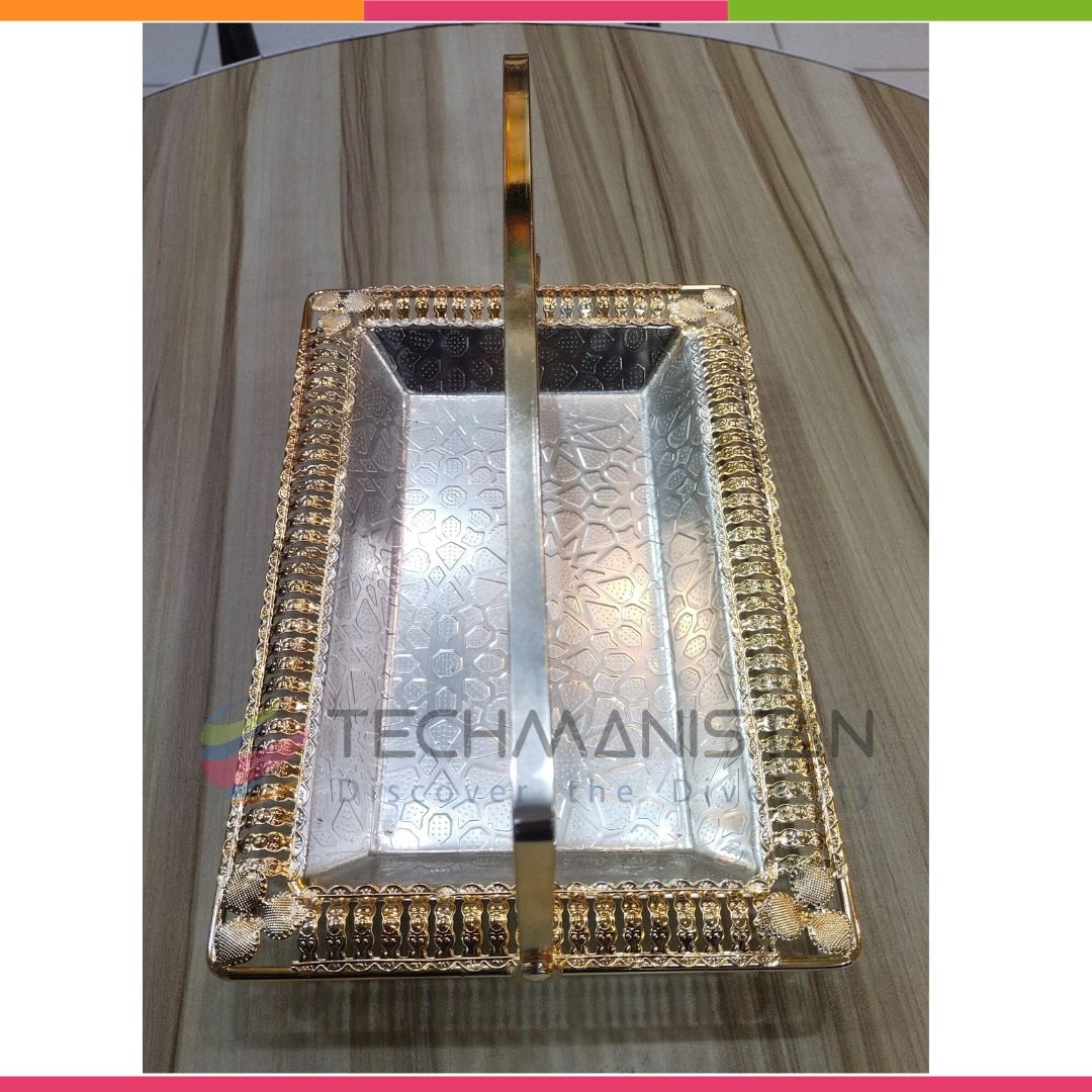 Metal Alloy Serving Tray with Handle - Techmanistan in Pakistan