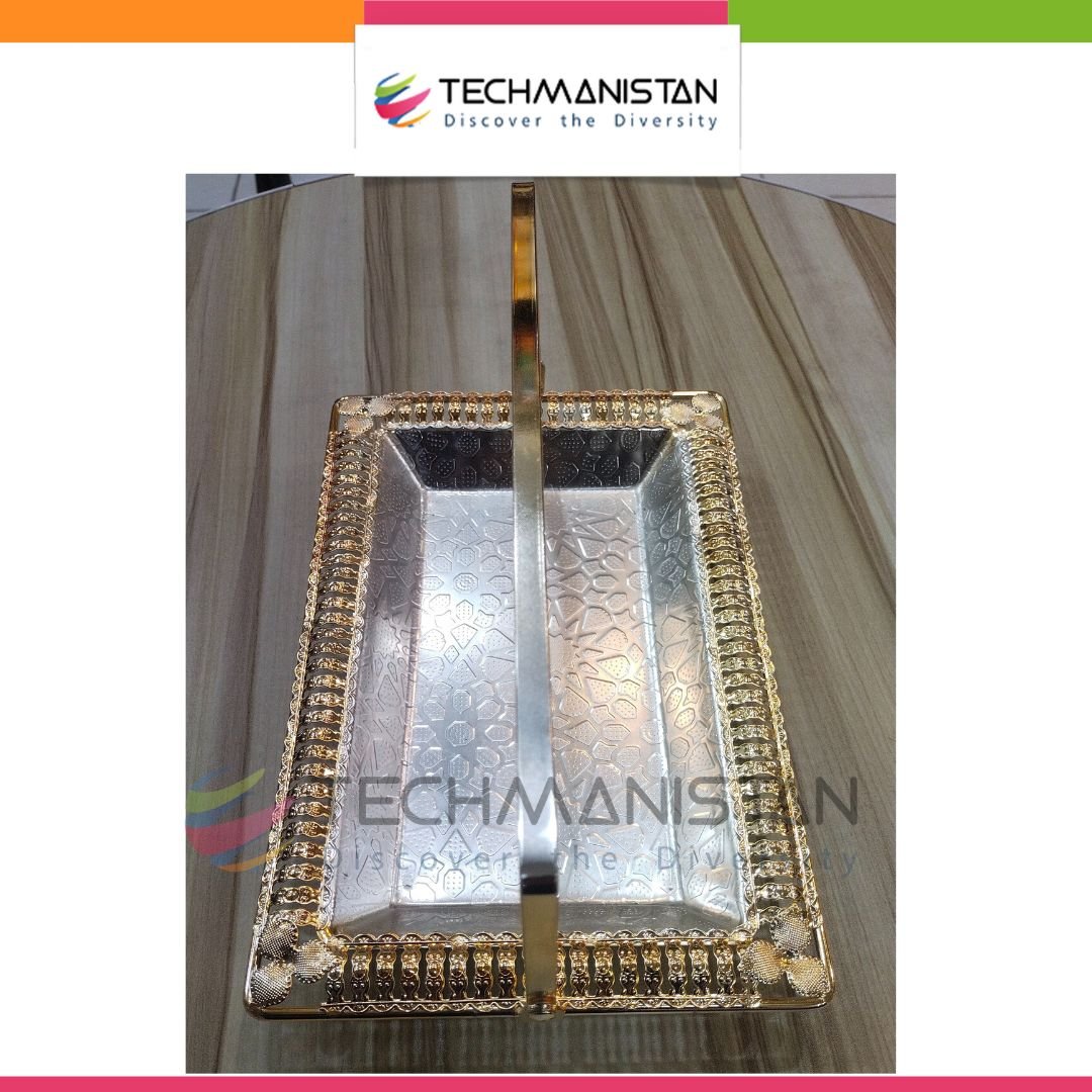 Metal Alloy Serving Tray with Handle - Techmanistan in Pakistan