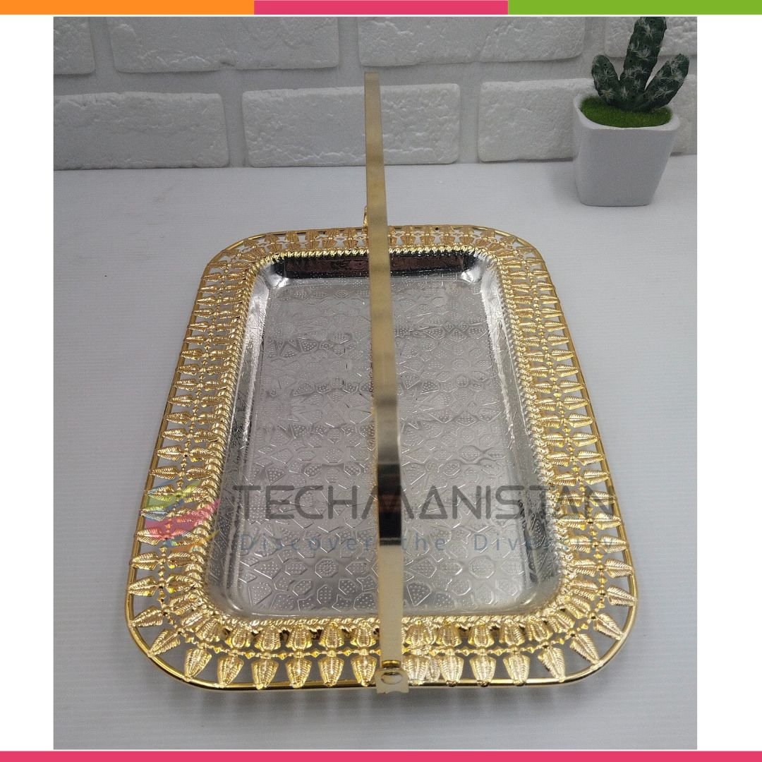Metal Alloy Serving Tray with Handle - Techmanistan in Pakistan
