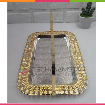 Metal Alloy Serving Tray with Handle - Techmanistan in Pakistan