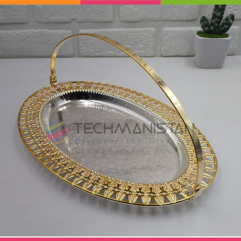 Metal Alloy Serving Tray with Handle - Techmanistan in Pakistan
