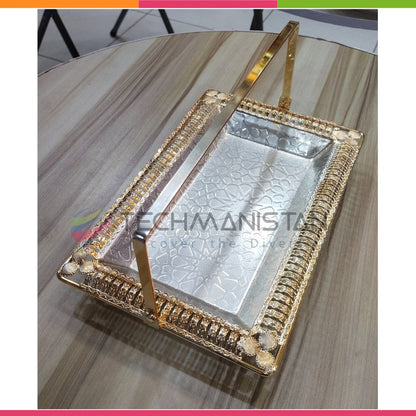 Metal Alloy Serving Tray with Handle - Techmanistan in Pakistan