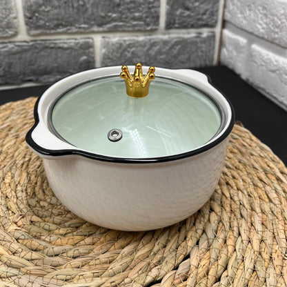 Mini Ceramic Pot With Handles & Glass Lid - Techmanistan in Pakistan