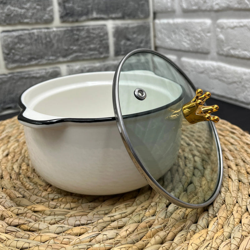 Mini Ceramic Pot With Handles & Glass Lid - Techmanistan in Pakistan