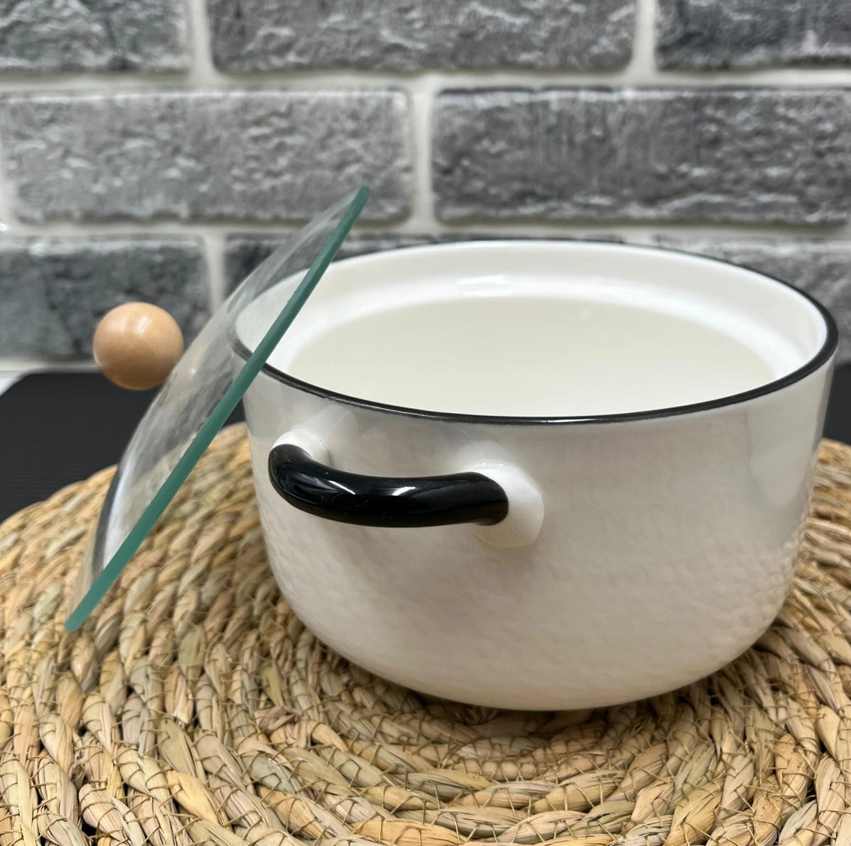 Mini Ceramic Pot With Handles & Glass Lid - Techmanistan in Pakistan