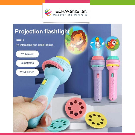 Mini Flashlight Projector Torch Toy with 3 Discs - Techmanistan in Pakistan