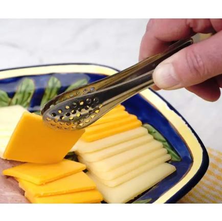 Mini Stainless Steel Frying Oil Straining Tong, Salad Tong, Sugar Tongs Ice - Cube Picker Coffee Tea Food Serving Tong, Metal Mesh 32 Holes Flat Head Bread Tong - Techmanistan in Pakistan