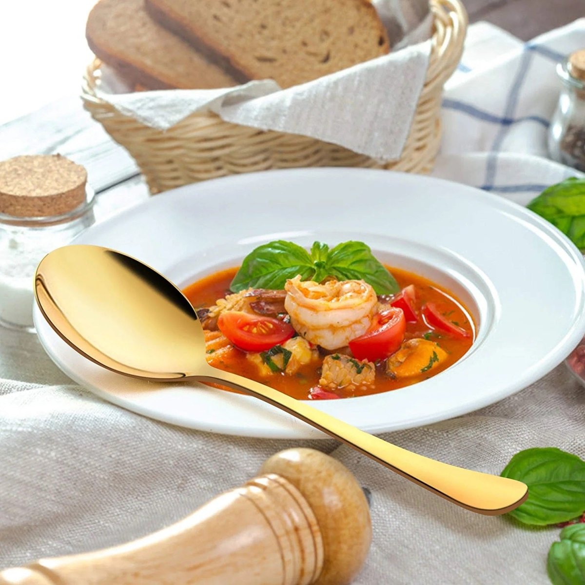 Mirror Polished Stainless Steel Serving Spoon For Dinner Premium Food Grade Cutlery Set - Techmanistan in Pakistan