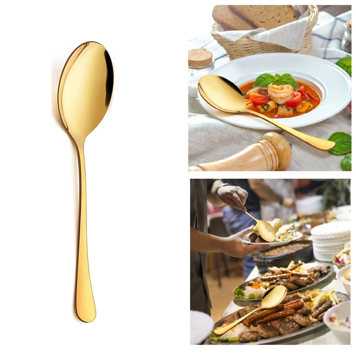 Mirror Polished Stainless Steel Serving Spoon For Dinner Premium Food Grade Cutlery Set - Techmanistan in Pakistan