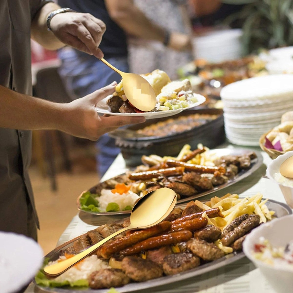 Mirror Polished Stainless Steel Serving Spoon For Dinner Premium Food Grade Cutlery Set - Techmanistan in Pakistan