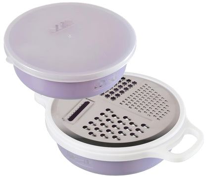 4-in-1 Grater & Slicer with Container, Lid, and Handle
