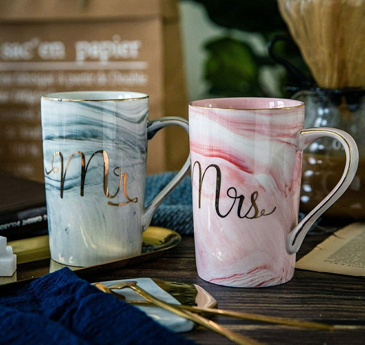 Mr. & Mrs. Marble Pattern Mug Techmanistan