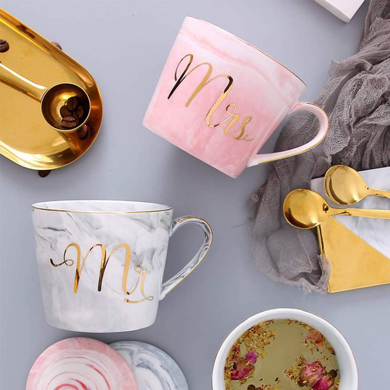 Mr. & Mrs. Marble Pattern Mug Techmanistan