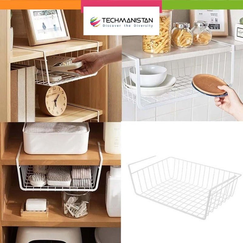 Multi - Purpose Metal Hanging Under Shelf Storage Basket – Organize Your Kitchen - Techmanistan in Pakistan