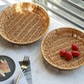 Multi purpose Round Wicker/Imitation Rattan Basket For Holding Cellphones in Office, Mobile Holding Basket For Office & Restaurant, Mobile Basket, Fruit Basket, Vegetable Basket - Techmanistan in Pakistan