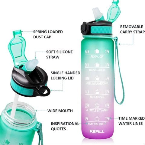 Multicolor Large Capacity Water Bottle 1000ml - Techmanistan in Pakistan