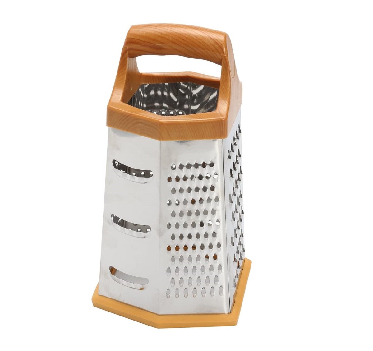 Multifunctional 6 Sided Grater - Silver, 6 - Sided Stainless Steel Grater and Slicer, 6in1 Grater, Hexagon Shape Stainless Steel Grater - Techmanistan in Pakistan
