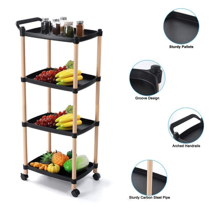 Multipurposed 3/4 Tier Rolling Cart with Wheels - Techmanistan in Pakistan