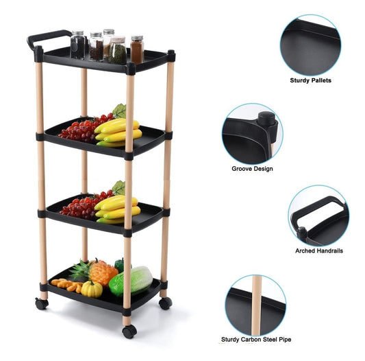 Multipurposed 3/4 Tier Rolling Cart with Wheels - Techmanistan in Pakistan