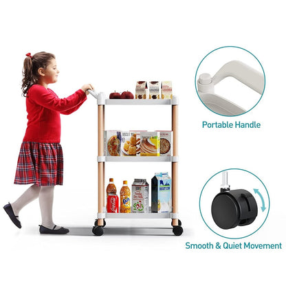 Multipurposed 3/4 Tier Rolling Cart with Wheels, Serving Cart with Handle Bar, Heavy Duty Shelving Unit Utility Storage Shelves Trolley, Storage Cart - Techmanistan in Pakistan