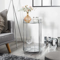 Multipurposed Chrome Effect 2 Tier Metal Tubes Glass Shelves Round Stand - Techmanistan