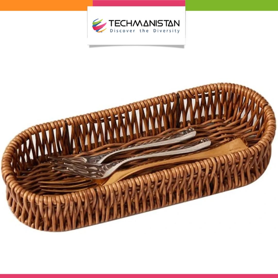 Multipurposed Imitation Rattan Oval Bread Basket - Techmanistan in Pakistan