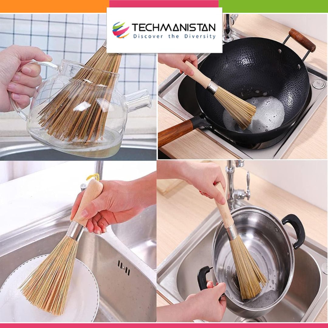 Natural Bamboo Wok Brush, Kitchen Cleaning Brush - Techmanistan in Pakistan