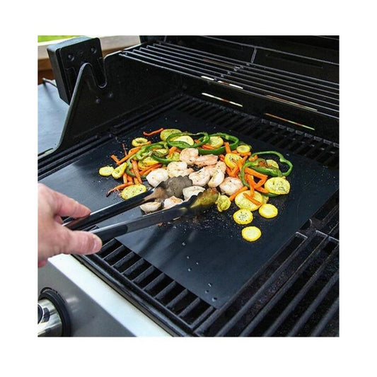 Non Stick BBQ Heat Resistant Barbecue Grill Mat - Reusable, Easy to Clean - Work on Gas Charcoal Electric - Techmanistan in Pakistan