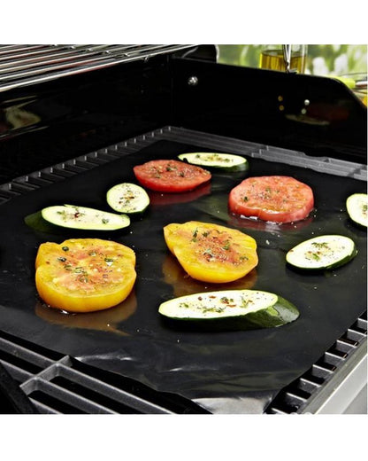 Non Stick BBQ Heat Resistant Barbecue Grill Mat - Reusable, Easy to Clean - Work on Gas Charcoal Electric - Techmanistan in Pakistan