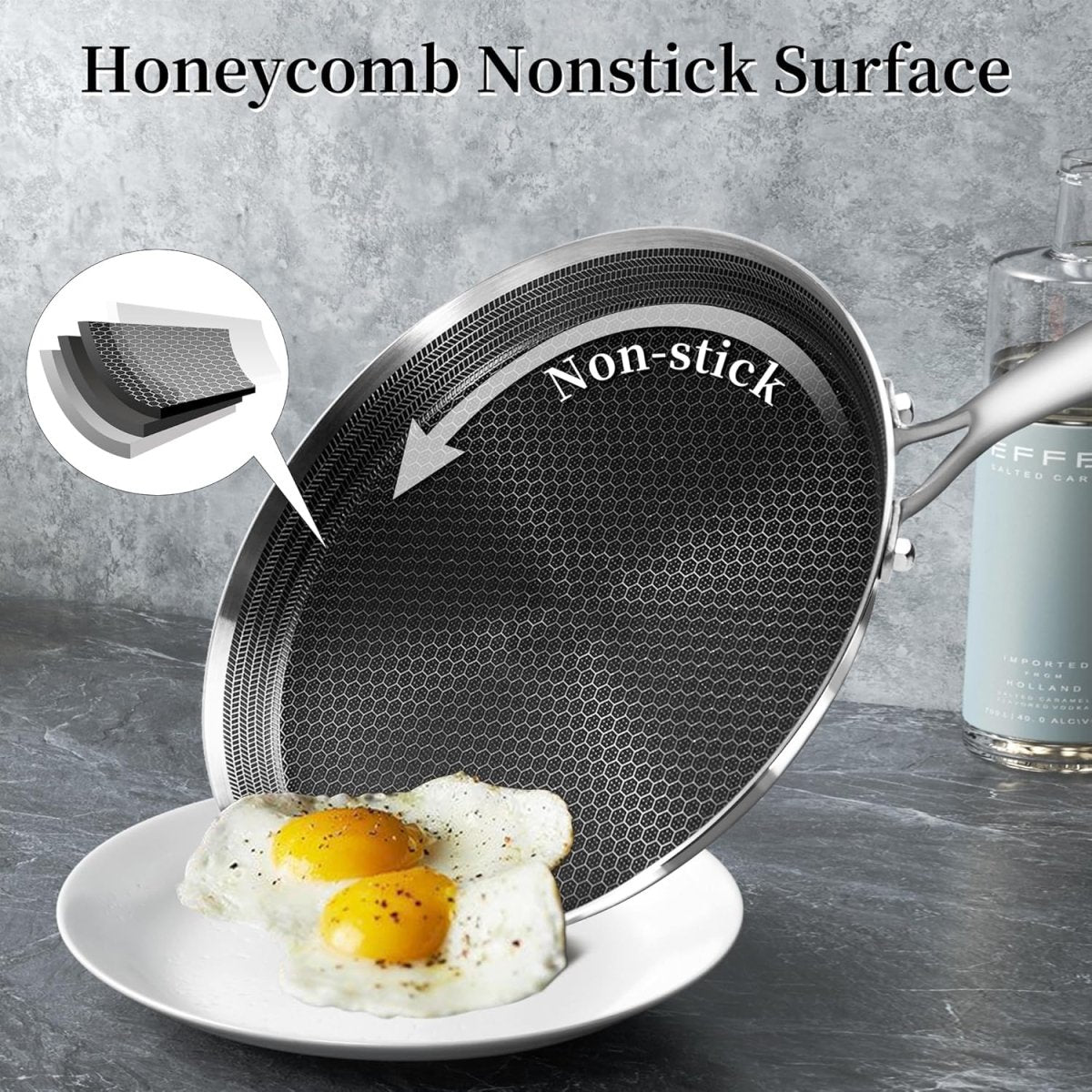 Non - Stick Double Sided Laser Coated Honeycomb Frying Pan - Techmanistan in Pakistan