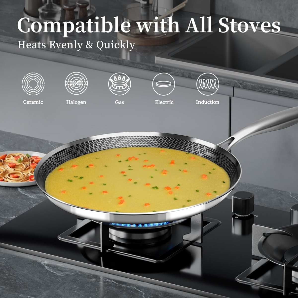 Non - Stick Double Sided Laser Coated Honeycomb Frying Pan - Techmanistan in Pakistan