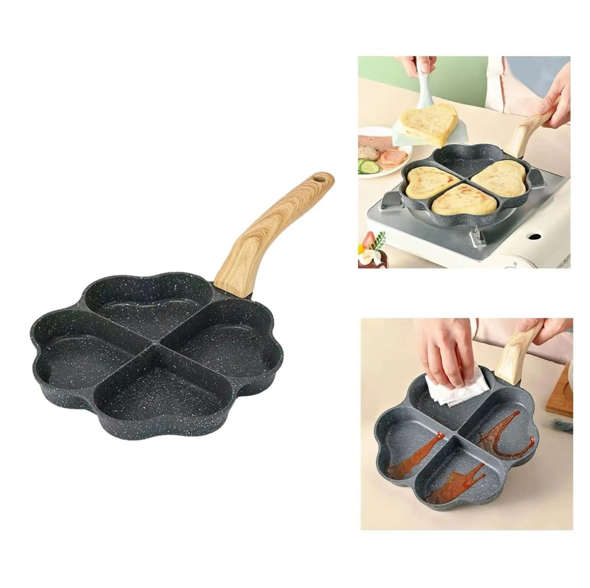 Non - Stick Egg Frying Pan with Wooden Handle - Techmanistan in Pakistan