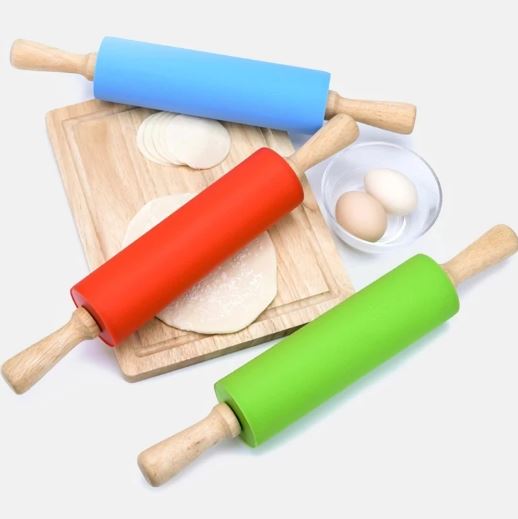Non - stick Wooden Handle Silicone Rolling Pin - Techmanistan in Pakistan