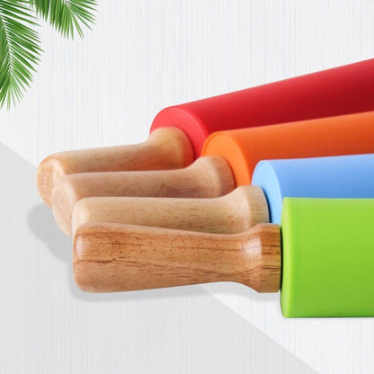 Non - stick Wooden Handle Silicone Rolling Pin - Techmanistan in Pakistan
