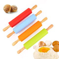Non - stick Wooden Handle Silicone Rolling Pin - Techmanistan in Pakistan