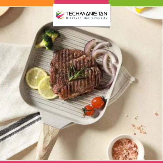 Nonstick Grill Pan With Wooden Handle - Techmanistan in Pakistan