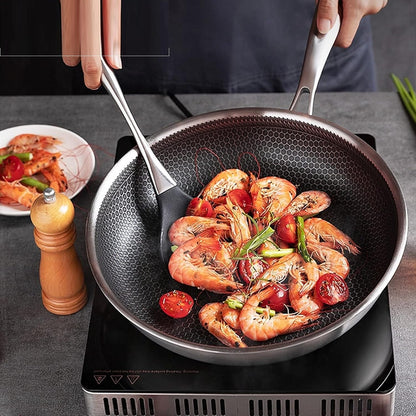 Double Sided Honeycomb Print Laser Coated Wok With Handle & Lid Techmanistan