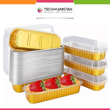 Pack of 10 - Disposable Baking Tins Foil Pans With Lids - Techmanistan