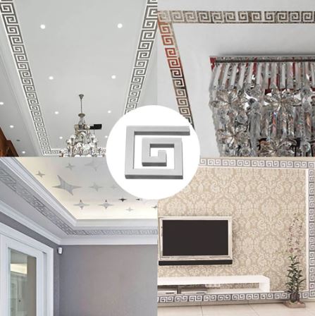 Pack of 10 - Self Adhesive Mirror Wall Border Stickers, Decorative Wall Mirror Stickers, Decorative Acrylic Wall Stickers - Techmanistan