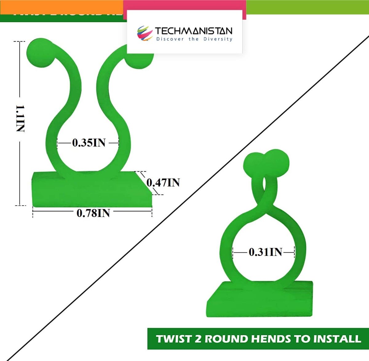 Pack of 10 - Self - Adhesive Plant Climbing Wall Fixture Clips - Techmanistan in Pakistan