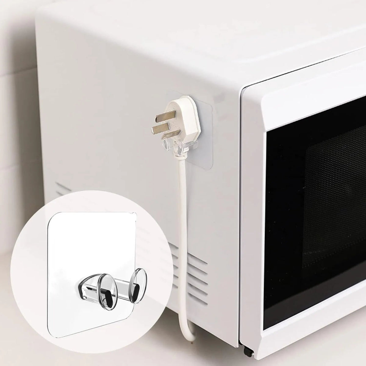 Pack of 10 - Strong Adhesive Hook Power Plug Socket Holder Wall Mounted Self Sticky Hooks - Techmanistan in Pakistan