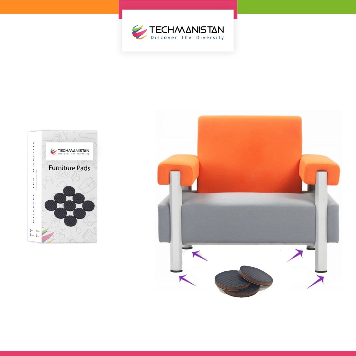 Pack Of 18 - Stick - On Non Slip Furniture Gripper Pads For Floors - Techmanistan in Pakistan