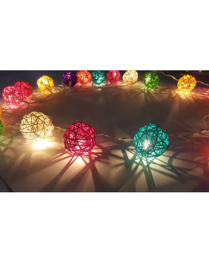 Pack of 20 - Hanging Decoration Rattan Light Balls - Techmanistan in Pakistan