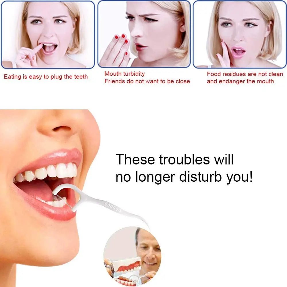 Pack of 30 - Dental Floss Toothpicks, Teeth Cleaning Flosser Toothbrush Toothpicks, Dental Floss Stick, Dental Care Flat Line Flossing Plastic Toothpicks - Techmanistan in Pakistan