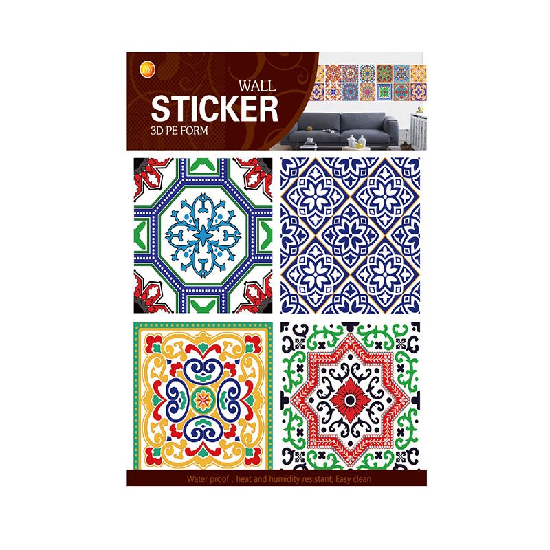 Pack of 4 - 3D Embossed Assorted Truck Art Themed Tiles Sticker (Each Sticker Size: 6x6 Inches) - Techmanistan in Pakistan