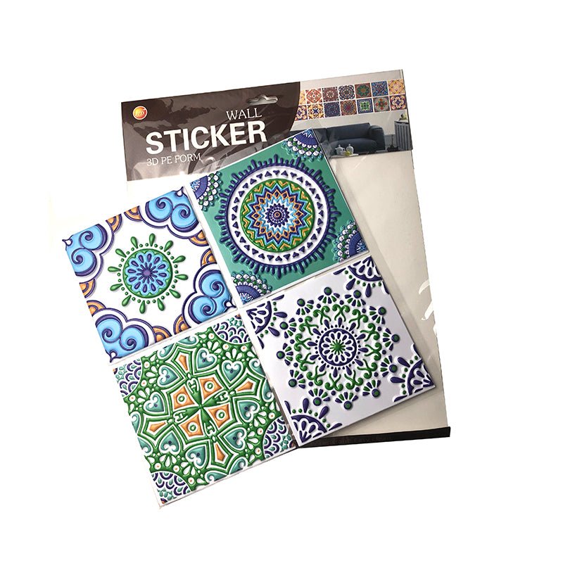 Pack of 4 - 3D Embossed Assorted Truck Art Themed Tiles Sticker (Each Sticker Size: 6x6 Inches) - Techmanistan in Pakistan