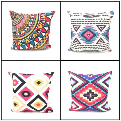 Pack of 4 - Geometric Ethnic Design Cushion Covers Set Without Filling, Cushions For Sofa, Printed Cushion Covers For Sofa, Fancy Cushion Covers For Bed, Sofa Pillow Covers, Sofa Cushion Set, Cushion Covers 4 Piece Set Without Filling - Techmanistan in Pakistan
