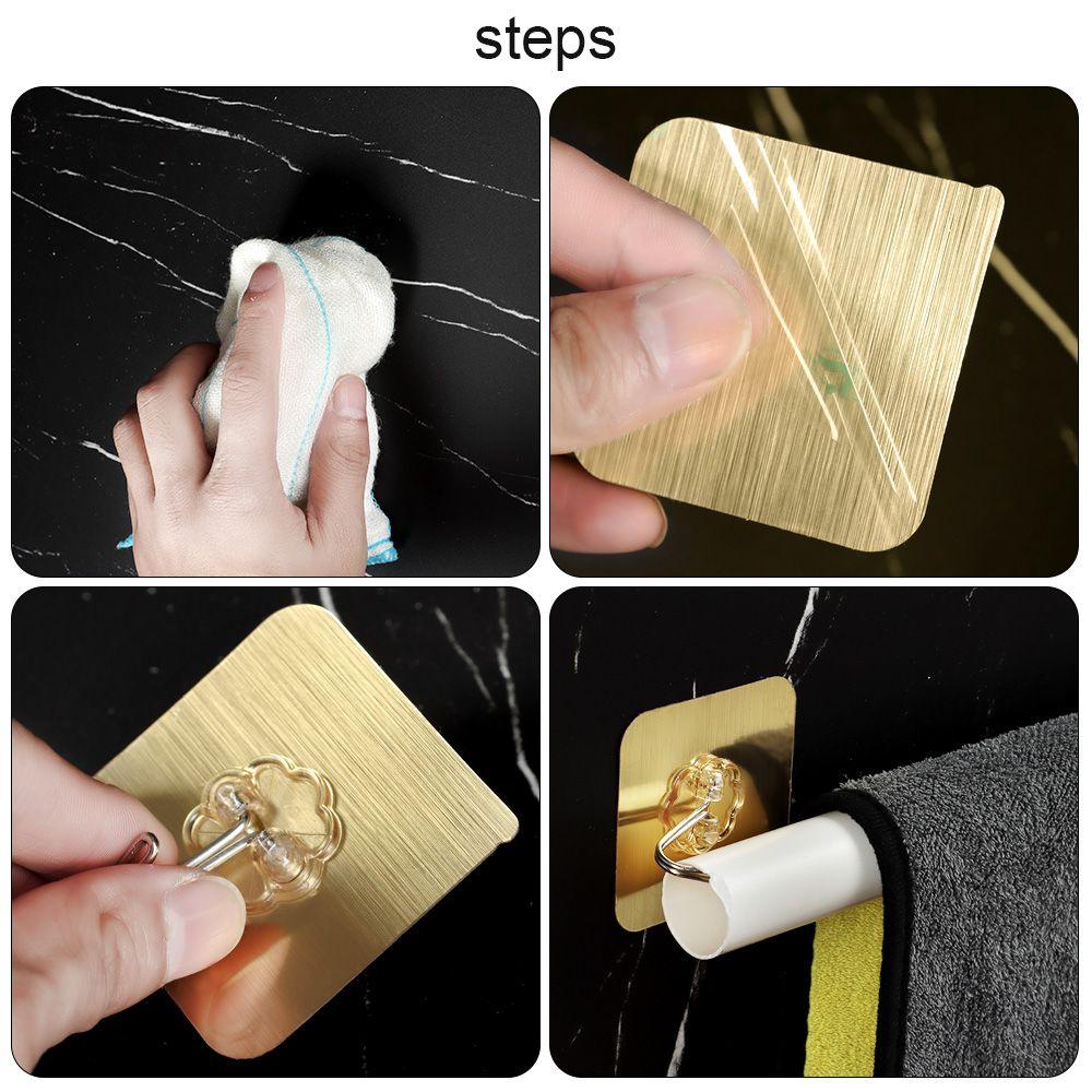 Pack of 4 - Golden Super Adhesive Wall Hooks, Self - Adhesive Wall Hooks For Kitchen, Bathroom & Bedroom Oilproof and Waterproof Heavy Duty Reusable Adhesive Wall Hook - Techmanistan in Pakistan