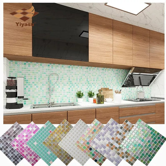 Pack of 4 - Random Color Mosaic Traditional Tiles Stickers for Bathroom & Kitchen - Techmanistan in Pakistan